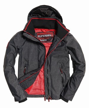 Superdry Hooded Technical Pop Cipzár SD-Windcheater Férfi Kabát Fekete/Piros | UECJY7915